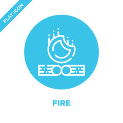 Wall Mural - fire icon vector from camping collection. Thin line fire outline icon vector  illustration. Linear symbol for use on web and mobile apps, logo, print media.