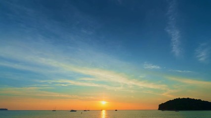 Poster -  Beautiful sunset over sea. Sunset on beach. Tine lapse. Thailand.