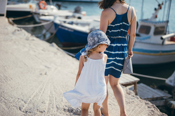 Walk near the moored boats