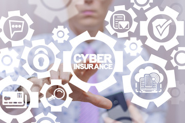 Poster - Cyber insurance business concept. Digital electronic security technology.
