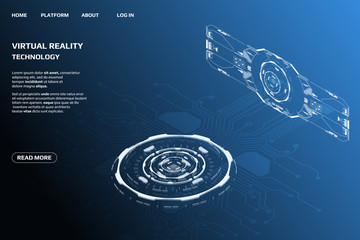 Poster - UI FutuUI Futuristic Isometric 3D ristic Isometric 3D Technology Big Data Communication Transfer Concept. Scifi Display Gadget Virtual Reality Monitoring System Element For Web, Game, App Illustration