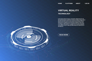 Poster - UI Futuristic Isometric 3D Technology Big Data Communication Transfer Concept. Scifi Display Gadget Virtual Reality Monitoring System Element For Web, Game, App Illustration