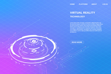 Poster - UI Futuristic Isometric 3D Technology Big Data Communication Transfer Concept. Scifi Display Gadget Virtual Reality Monitoring System Element For Web, Game, App Illustration