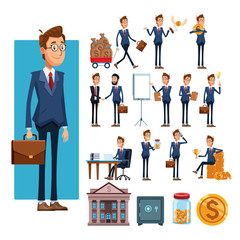 Sticker - businessmen and business elements cartoons