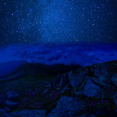 Wall Mural - landscape with mountain and clouds