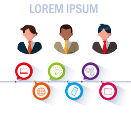 Sticker - businesmen with infographic and business icons