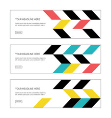 Wall Mural - web banner design template set consisting of abstract background patterns made with parallelogram sh