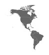 © Olli - Vector illustration with map of North and South America continent with countries borders. Grey silhouettes, white background. White line borders of countries