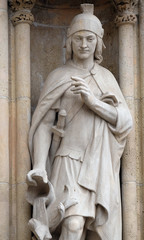 Wall Mural - Statue of Saint Florian on the portal of the Zagreb cathedral 