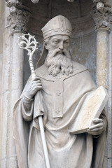 Wall Mural - Statue of Saint Methodius on the portal of the Zagreb cathedral 