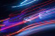 Abstract neon glowing lines in motion