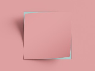 Wall Mural - 3d render, pink blue note paper, curled corner, page curl. Abstract creative background, modern mock up. Design element for advertising and promotional message.