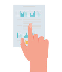 Poster - hand with financial paper document with statistics