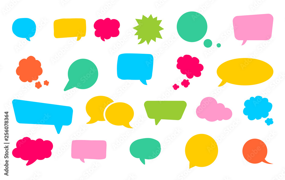 Big set of speech bubbles. Retro empty comic bubbles. Stickers. Vector ...