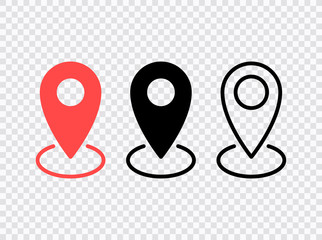 Wall Mural - Map pin icons set. Location sign. Navigation map, gps concept. Vector illustration.