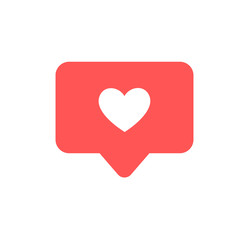 Wall Mural - like and heart icon. live stream video, chat, likes. social nets like red heart web buttons isolated