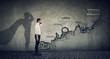 © pathdoc - Businessman imagining to be a super hero looking aspired making career plans