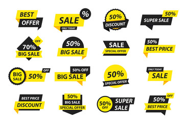 Wall Mural - sale tags collection. special offer, big sale, discount, best price, mega sale banner set. shop or o