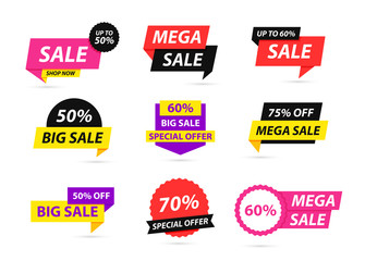 Wall Mural - sale tags collection. special offer, big sale, discount, best price, mega sale banner set. shop or o
