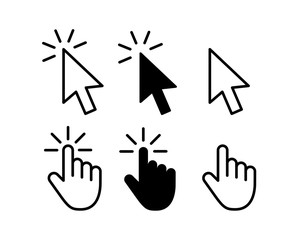 Computer mouse click cursor gray arrow icons set and loading icons. Cursor icon. Vector illustration.