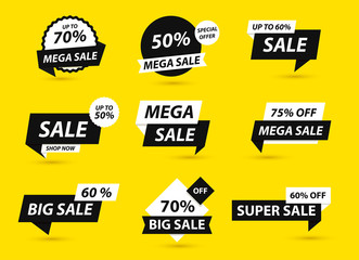 Wall Mural - sale tags collection. special offer, big sale, discount, best price, mega sale banner set. shop or o