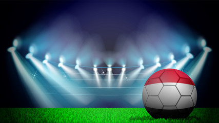 illustration of realistic soccer ball painted in the national flag of Egypt on lighted stadium. Vector can be used in advertising