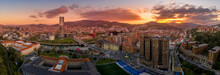 Bilbao Waterfront During Sunset Basque Country Spain Aerial View