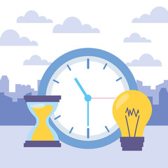 Sticker - clock time hourglass bulb