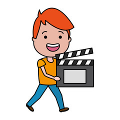 Poster - man with clapperboard avatar character