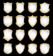 Black and white shield shiny vector collection