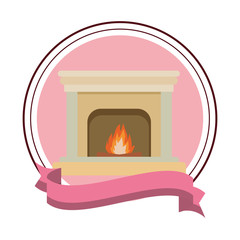 Wall Mural - classic fireplace icon round icon