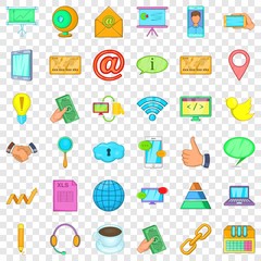 Poster - Contact info icons set. Cartoon style of 36 contact info vector icons for web for any design