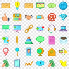 Poster - Contact information icons set. Cartoon style of 36 contact information vector icons for web for any design