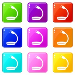 Poster - Table microphone icons set 9 color collection isolated on white for any design