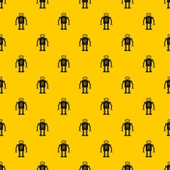 Poster - Retro robot pattern seamless vector repeat geometric yellow for any design