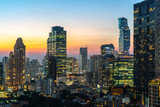 Fototapeta Miasto - Night of the Metropolitan Bangkok City downtown cityscape urban skyline tower Thailand  - Cityscape Bangkok city Thailand