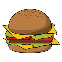 Poster - Burger fast food cartoon