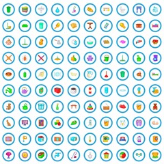 Poster - 100 house cleaning icons set in cartoon style for any design vector illustration
