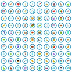 Poster - 100 household icons set in cartoon style for any design vector illustration