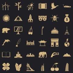 Poster - World icons set. Simple style of 36 world vector icons for web for any design