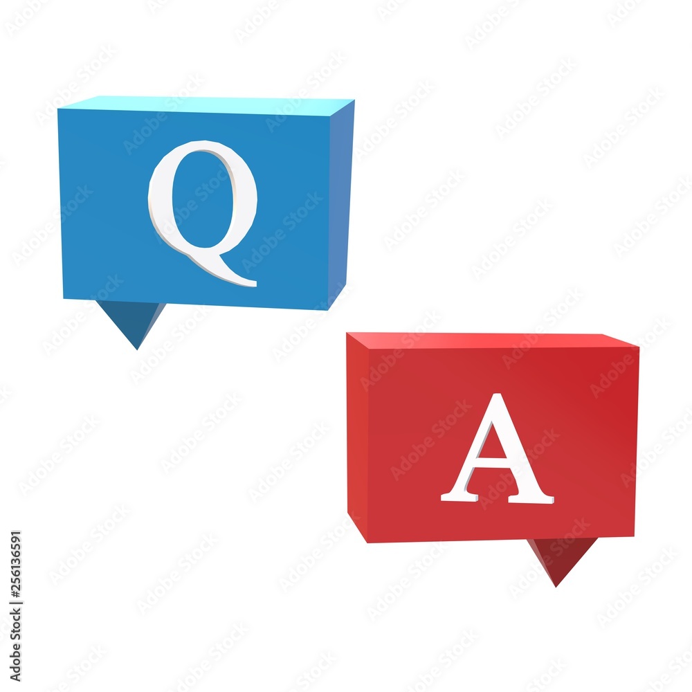 3D Questions and Answers icon on white background. flat style. 3D ...