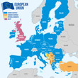 Map of the European Union in english language