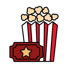 Poster - popcorn and ticket isolated icon