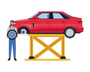 Sticker - car service manufacturing cartoon