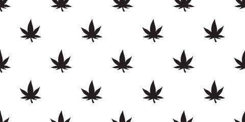 Wall Mural - Marijuana seamless pattern vector cannabis weed leaf scarf isolated repeat wallpaper tile background plant