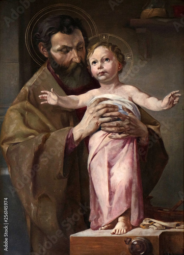 Cuadros en Lienzo Saint Joseph holding child Jesus, altarpiece in chapel in Hinterbrand, Germany