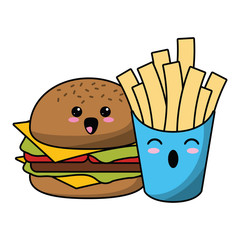 Poster - Fast food kawaii cartoon