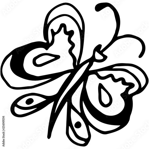 Flying Butterfly Continuous Line Drawing Element Isolated On White