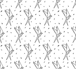 Wall Mural - Geometric swallow seamless vector pattern