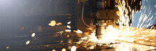 Sparks Fly Out Machine Head For Metal Processing